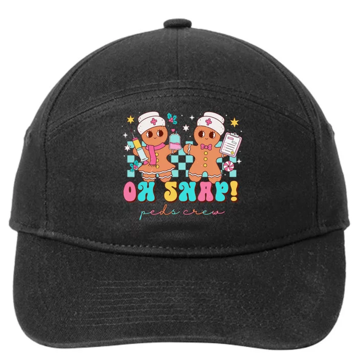 Oh Snap Peds Crew Gingerbread Pediatric Nurse Christmas 7-Panel Snapback Hat