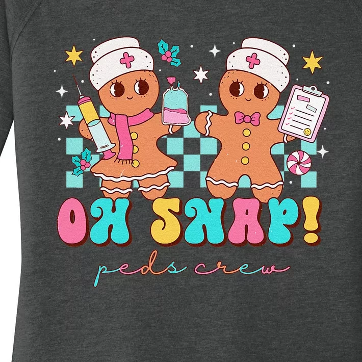 Oh Snap Peds Crew Gingerbread Pediatric Nurse Christmas Women's Perfect Tri Tunic Long Sleeve Shirt