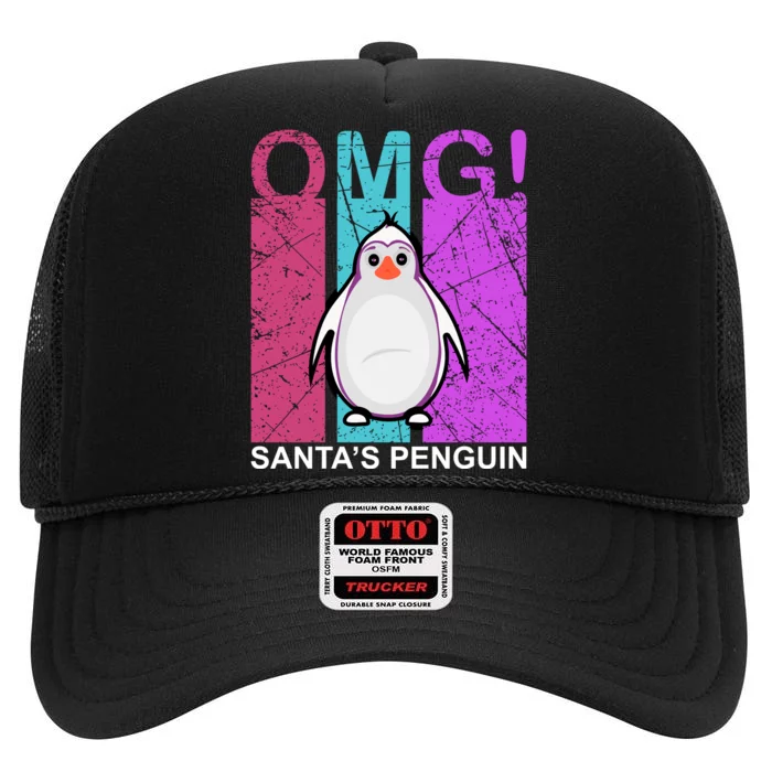 Omg Santa's Penguin High Crown Mesh Trucker Hat