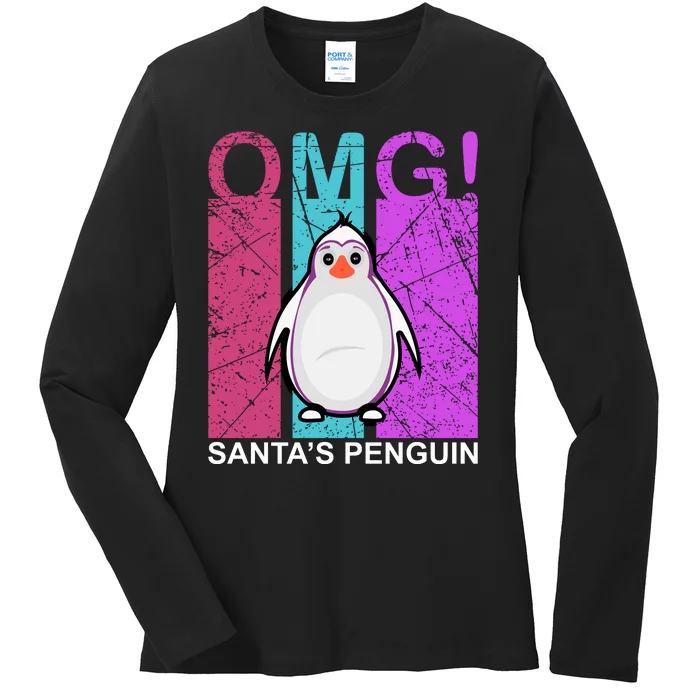 Omg Santa's Penguin Ladies Long Sleeve Shirt