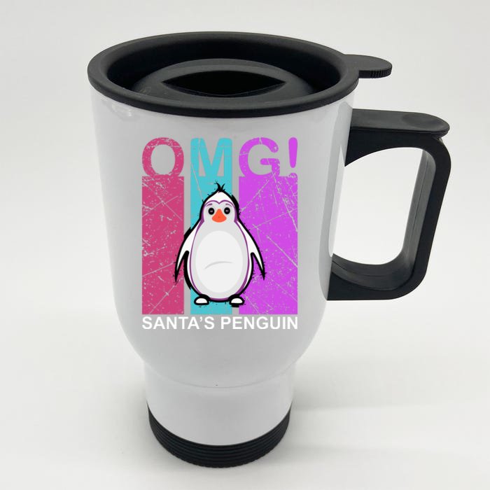 Omg Santa's Penguin Front & Back Stainless Steel Travel Mug