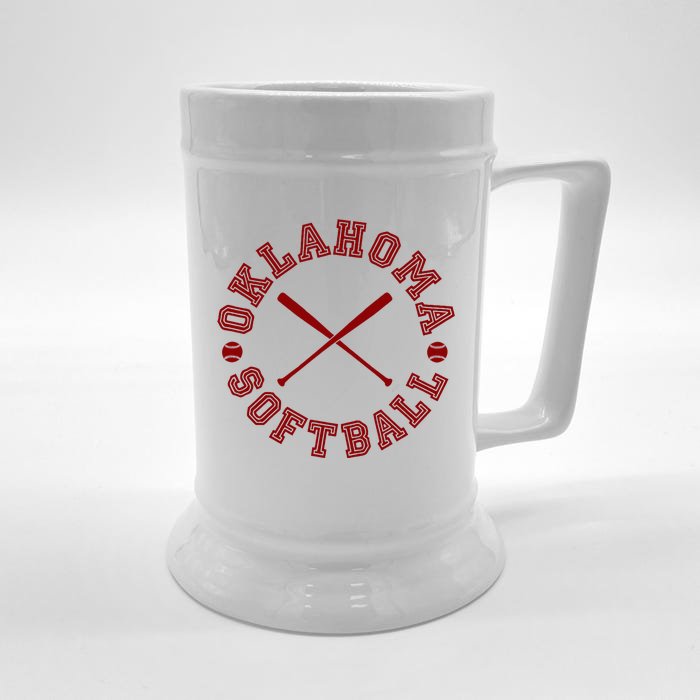 Oklahoma Softball Roundel Front & Back Beer Stein