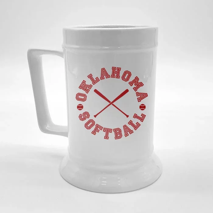 Oklahoma Softball Roundel Front & Back Beer Stein