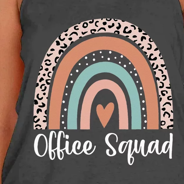 Office Squad Rainbow Administrative Assistants School Team Women's Knotted Racerback Tank