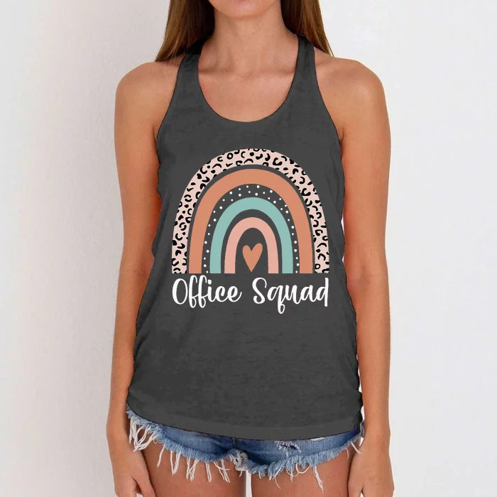 Office Squad Rainbow Administrative Assistants School Team Women's Knotted Racerback Tank