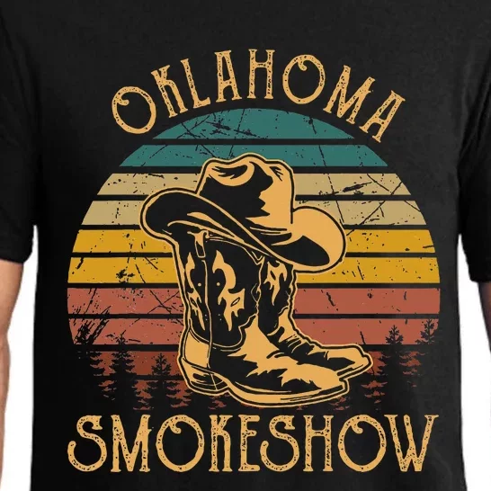 Oklahoma Smokeshow Retro Cow Boots And Hats Pajama Set