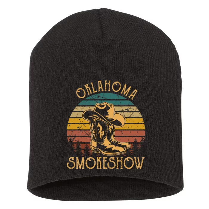 Oklahoma Smokeshow Retro Cow Boots And Hats Short Acrylic Beanie