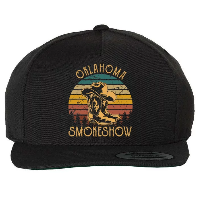 Oklahoma Smokeshow Retro Cow Boots And Hats Wool Snapback Cap