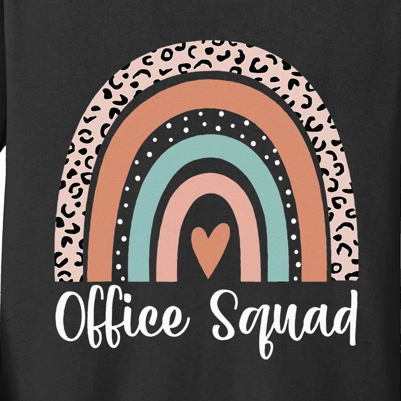 Office Squad Rainbow Administrative Assistants School Team Kids Long Sleeve Shirt