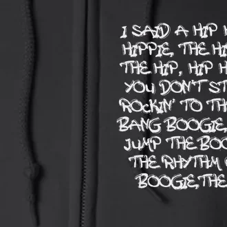 Old School Skool Rap Hip Hop Merch Lyric Quote 80s Graphic Full Zip Hoodie