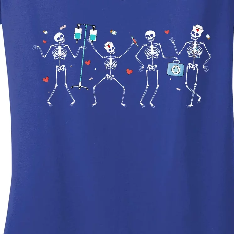 Ortho Squad Skeleton Halloween Orthopedic Nurse RN Women's V-Neck T-Shirt