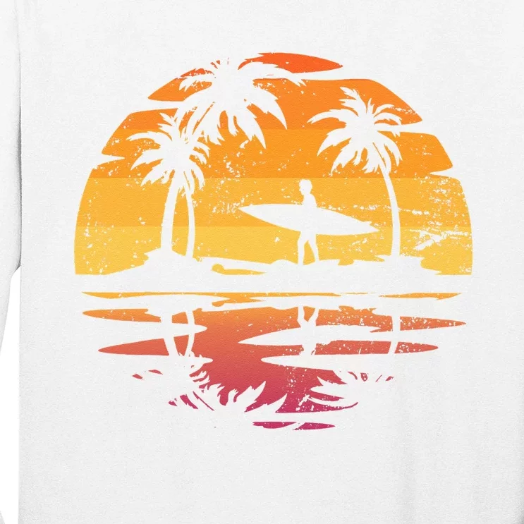 Ocean Surf Surfer Tropical Sunset Surfboard Sea Surfing Long Sleeve Shirt