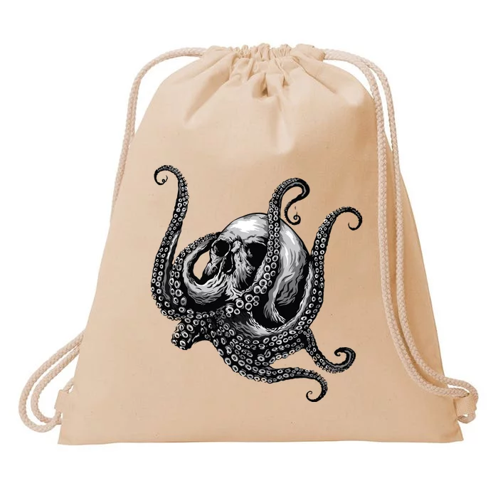 Octopus Sugar Skull Graphic Drawstring Bag