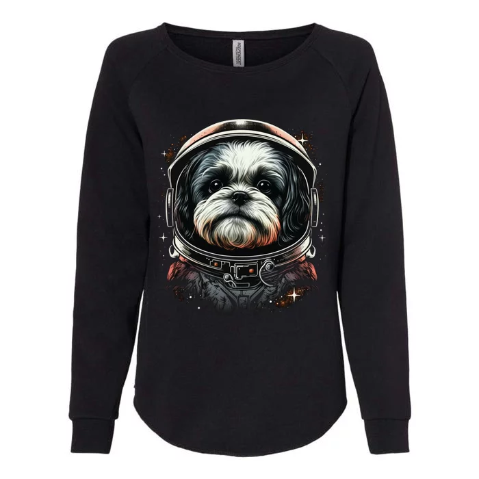 Outer Space Shih Tzu On Galaxy Astronaut Shih Tzu Funny Gift Womens California Wash Sweatshirt