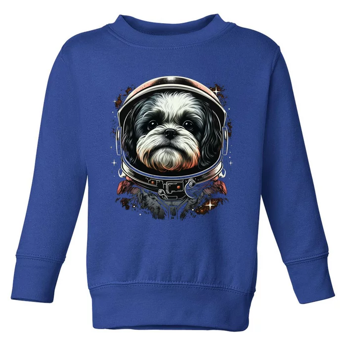 Outer Space Shih Tzu On Galaxy Astronaut Shih Tzu Funny Gift Toddler Sweatshirt