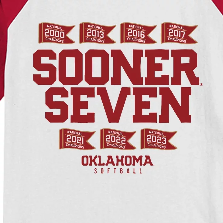 Oklahoma Softball Sooner Seven Kids Colorblock Raglan Jersey