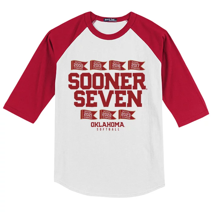 Oklahoma Softball Sooner Seven Kids Colorblock Raglan Jersey