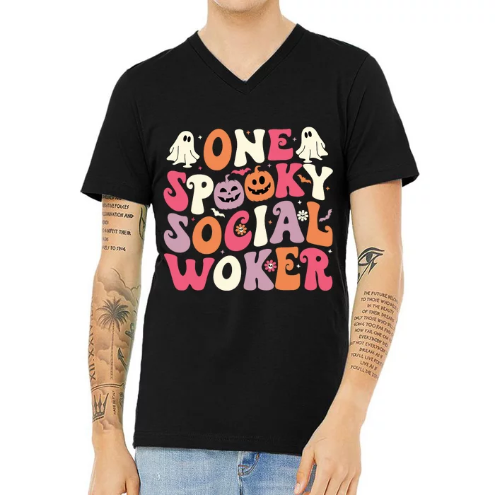 One Spooky Social Worker Halloween Social Worker V-Neck T-Shirt