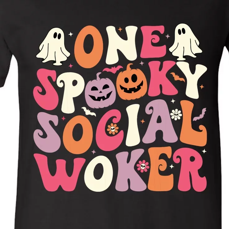 One Spooky Social Worker Halloween Social Worker V-Neck T-Shirt