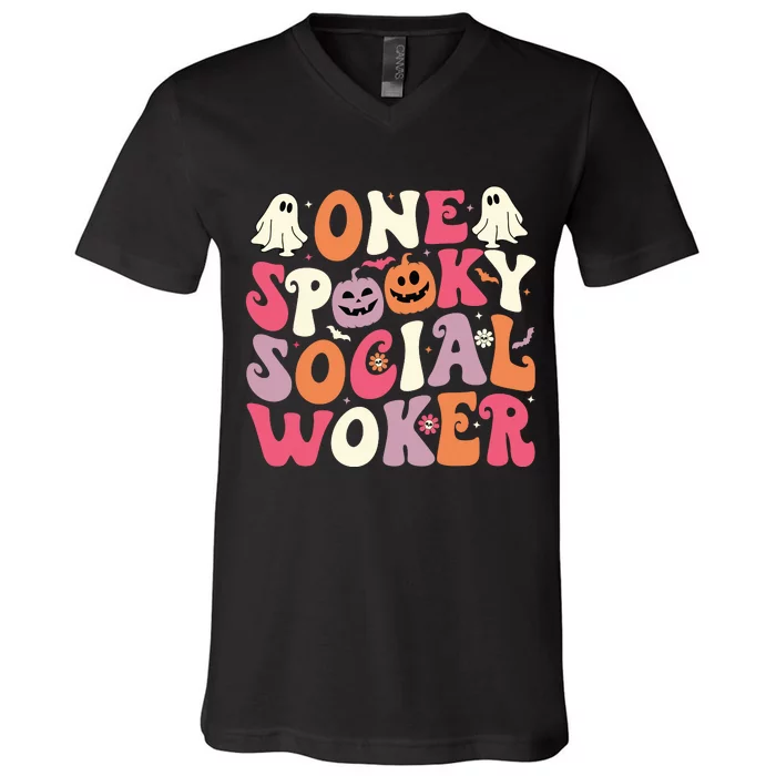 One Spooky Social Worker Halloween Social Worker V-Neck T-Shirt