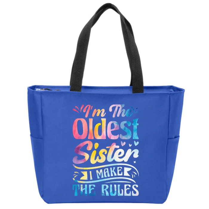 Oldest Sister Shirt I Make The Rules 3 Sisters Matching Zip Tote Bag