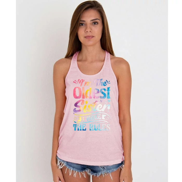 Oldest Sister Shirt I Make The Rules 3 Sisters Matching Women's Knotted Racerback Tank