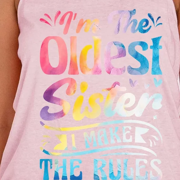 Oldest Sister Shirt I Make The Rules 3 Sisters Matching Women's Knotted Racerback Tank