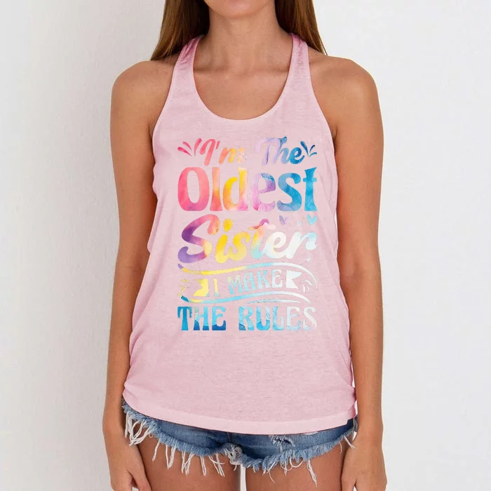 Oldest Sister Shirt I Make The Rules 3 Sisters Matching Women's Knotted Racerback Tank