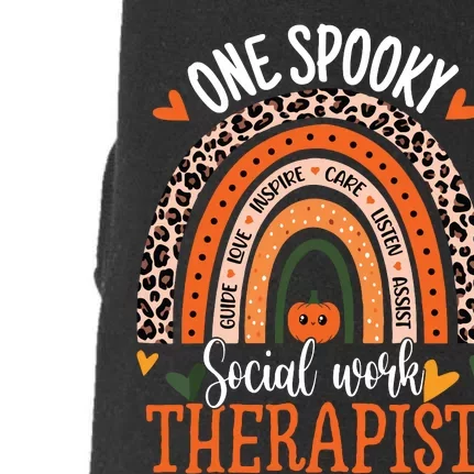 One Spooky Social Worker Therapist Rainbow Halloween Doggie 3-End Fleece Hoodie