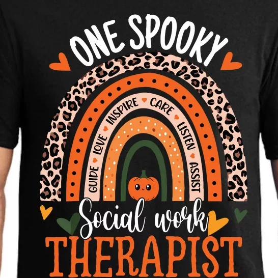 One Spooky Social Worker Therapist Rainbow Halloween Pajama Set