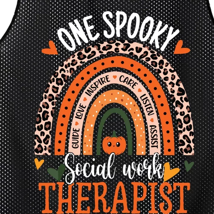 One Spooky Social Worker Therapist Rainbow Halloween Mesh Reversible Basketball Jersey Tank