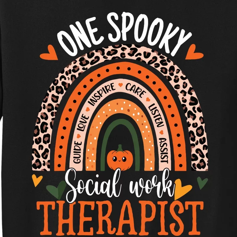 One Spooky Social Worker Therapist Rainbow Halloween Tall Sweatshirt