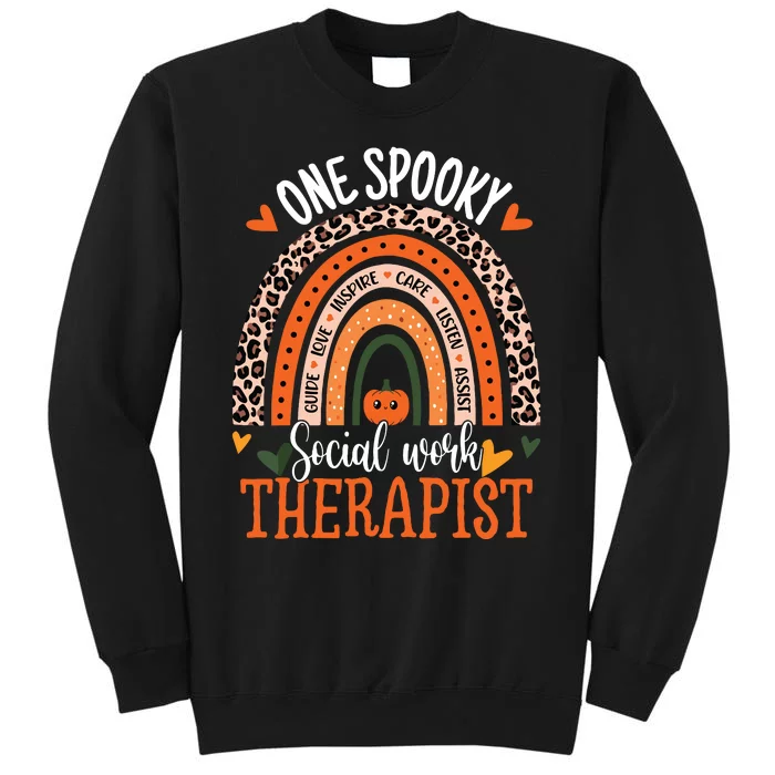 One Spooky Social Worker Therapist Rainbow Halloween Tall Sweatshirt