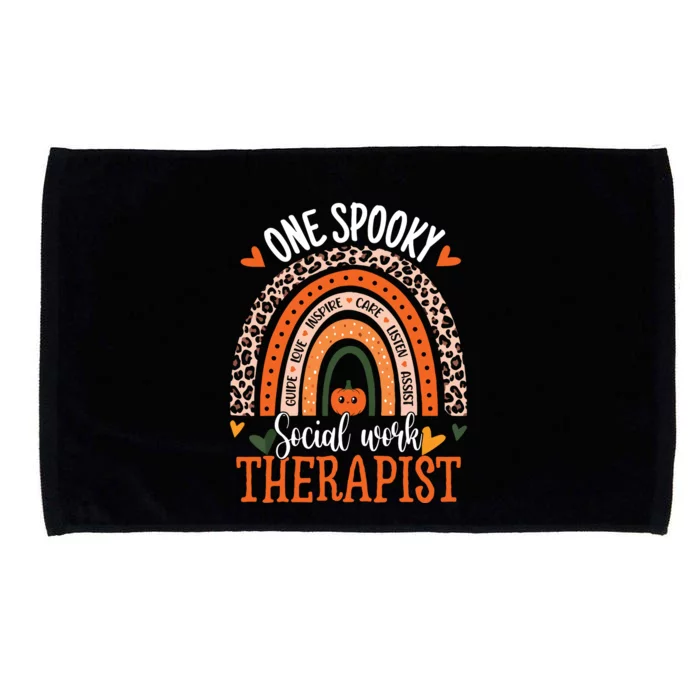 One Spooky Social Worker Therapist Rainbow Halloween Microfiber Hand Towel