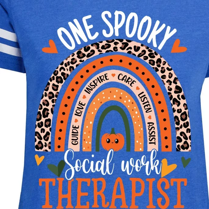 One Spooky Social Worker Therapist Rainbow Halloween Enza Ladies Jersey Football T-Shirt