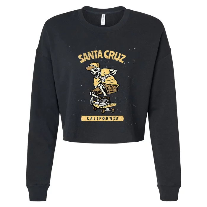 Old School Skater Santa Cruz California Cropped Pullover Crew