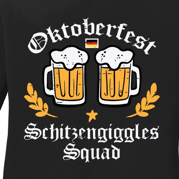 Oktoberfest Schitzengiggles Squad German Bavarian Ladies Long Sleeve Shirt