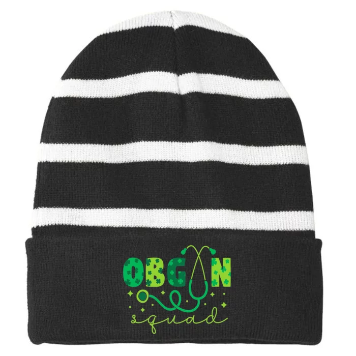 Obgyn Squad St PatrickS Day Nurse Tech Crew Striped Beanie with Solid Band