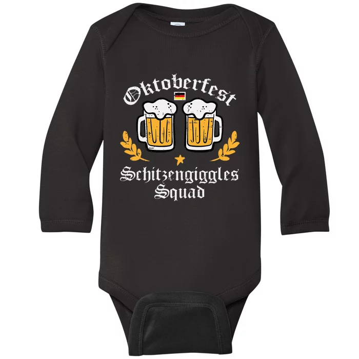 Oktoberfest Schitzengiggles Squad German Bavarian Baby Long Sleeve Bodysuit