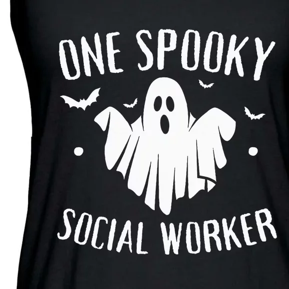 One Spooky Social Worker Ghost Halloween Ladies Essential Flowy Tank