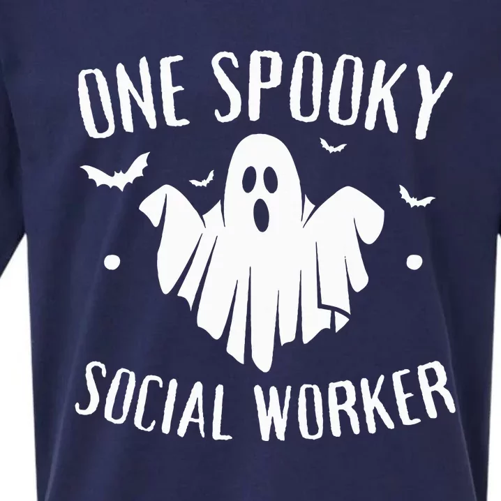 One Spooky Social Worker Ghost Halloween Sueded Cloud Jersey T-Shirt