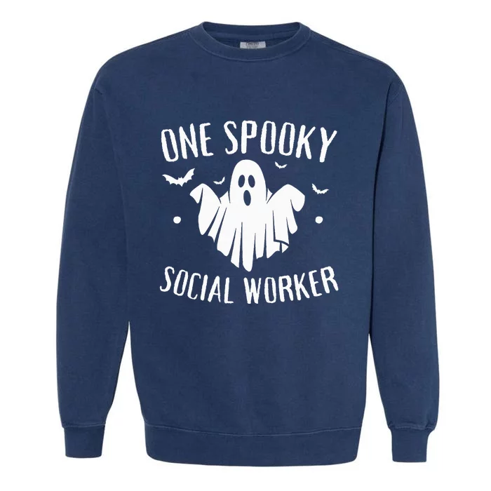 One Spooky Social Worker Ghost Halloween Garment-Dyed Sweatshirt