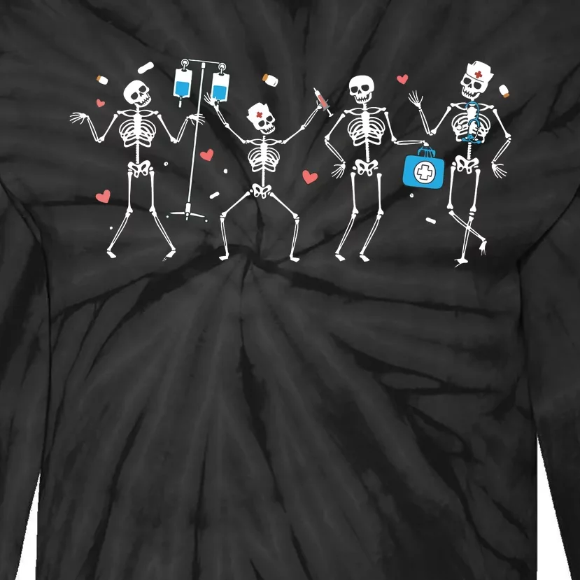 Ortho Squad Skeleton Halloween Orthopedic Nurse Rn Tie-Dye Long Sleeve Shirt