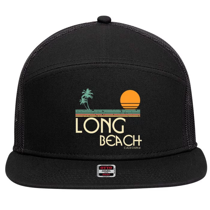 Oc Surf Style Vintage Long Beach California 7 Panel Mesh Trucker Snapback Hat