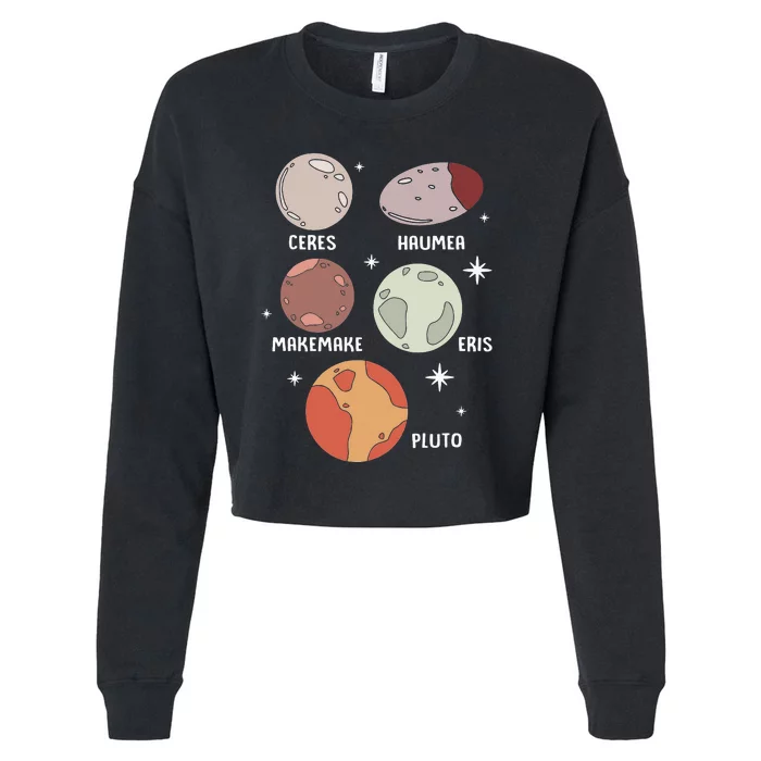 Outer Space Solar System Dwarf Planet Cropped Pullover Crew