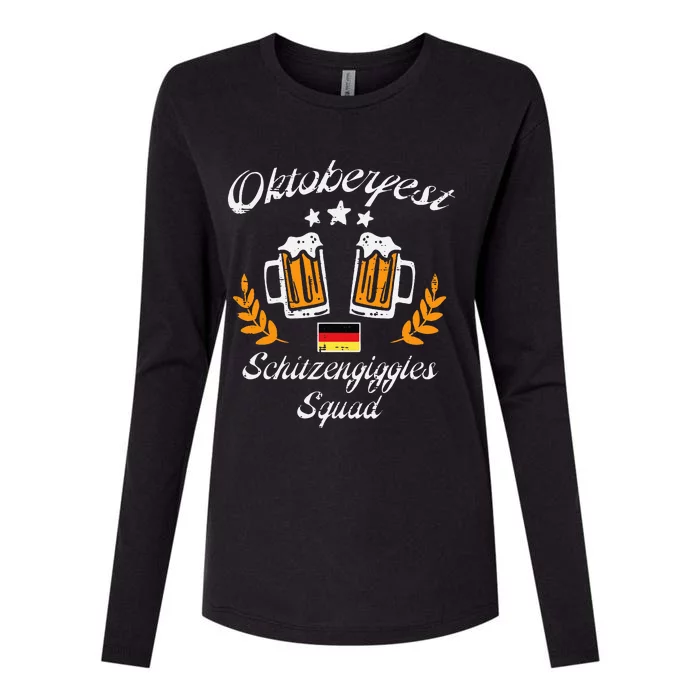 Oktoberfest Schitzengiggle Squad Bavarian Festival Womens Cotton Relaxed Long Sleeve T-Shirt