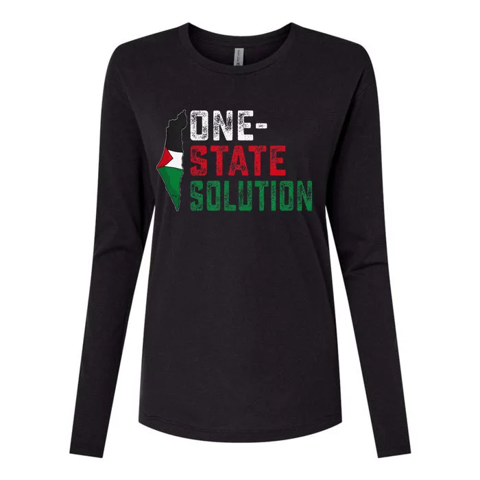 One State Solution Palestine Gaza Map Peace Statement Womens Cotton Relaxed Long Sleeve T-Shirt