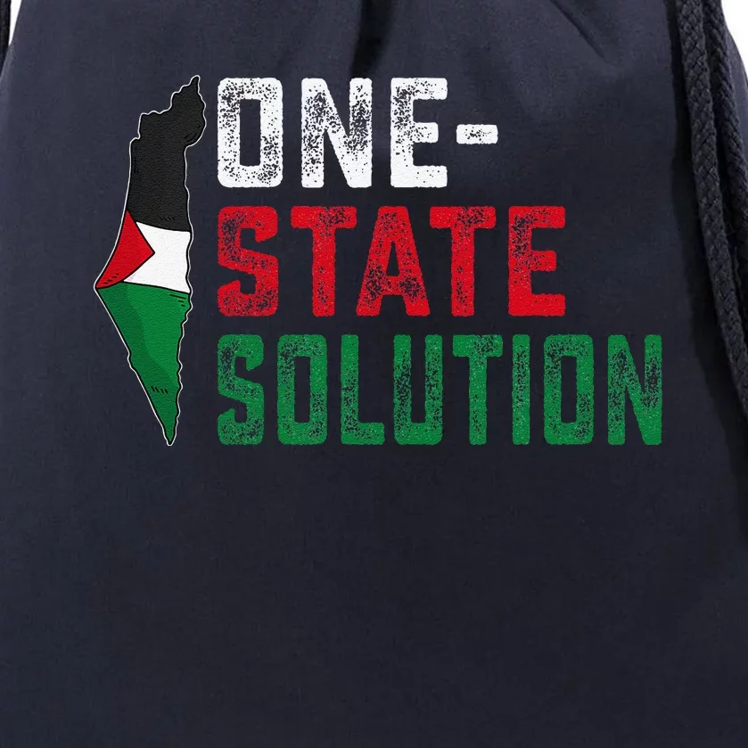 One State Solution Palestine Gaza Map Peace Statement Drawstring Bag