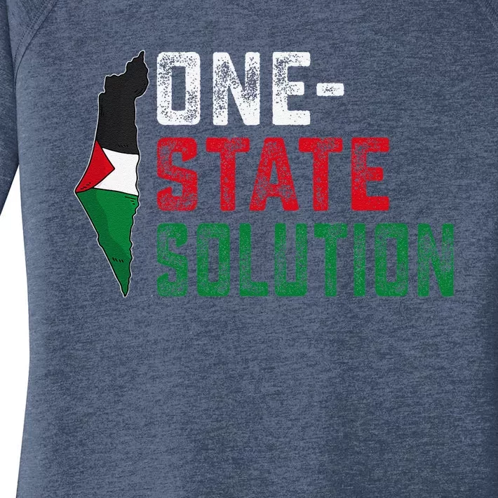 One State Solution Palestine Gaza Map Peace Statement Women's Perfect Tri Tunic Long Sleeve Shirt