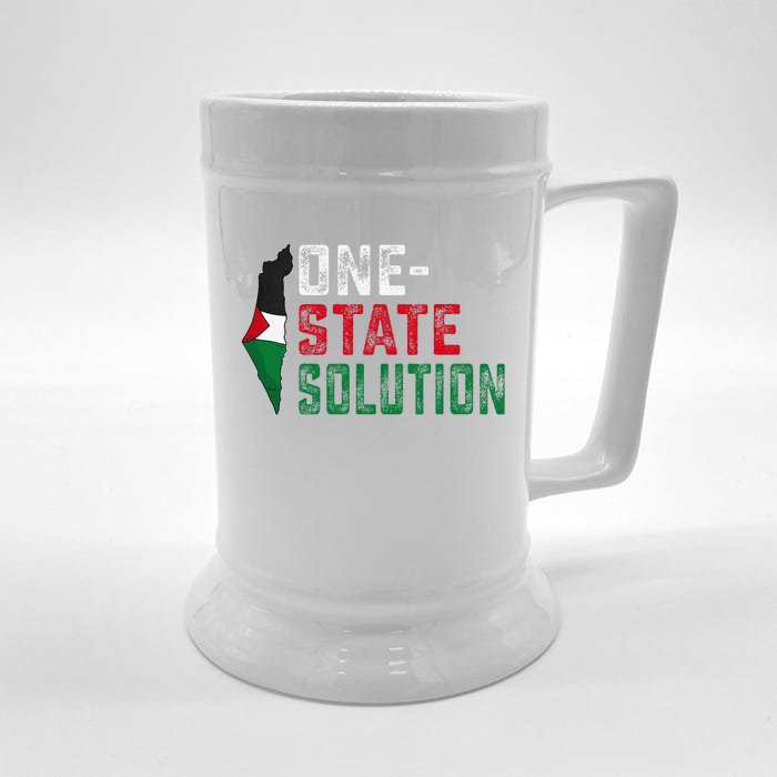 One State Solution Palestine Gaza Map Peace Statement Front & Back Beer Stein